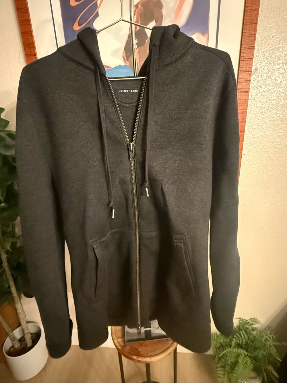 Helmut Lang Black Men's Zip-Up Hoodie Sweater